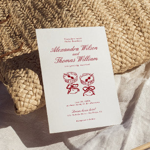 Convites Casamento Vermelho da Caligrafia Moderna