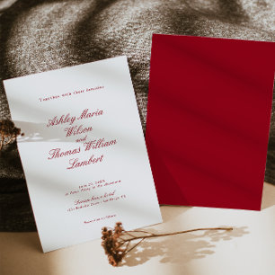 Convites Casamento Vermelho da Caligrafia Moderna