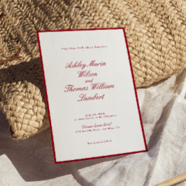 Convites Casamento Vermelho da Caligrafia Moderna