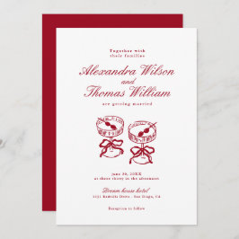 Convites Casamento Vermelho da Caligrafia Moderna