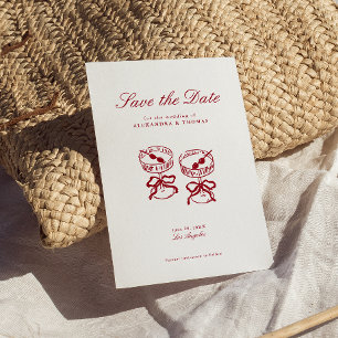 Convites Casamento Vermelho da Caligrafia Moderna Salva a D