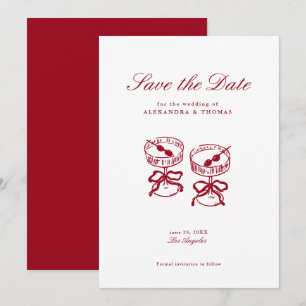 Convites Casamento Vermelho da Caligrafia Moderna Salva a D