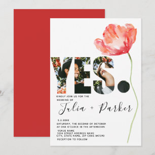 Convites Casamento vermelho da papoila elegante e moderna