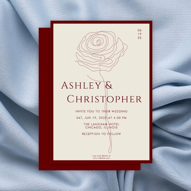 Convites Casamento Vermelho de Crimson Floral de Desenho Mo (Criador carregado)