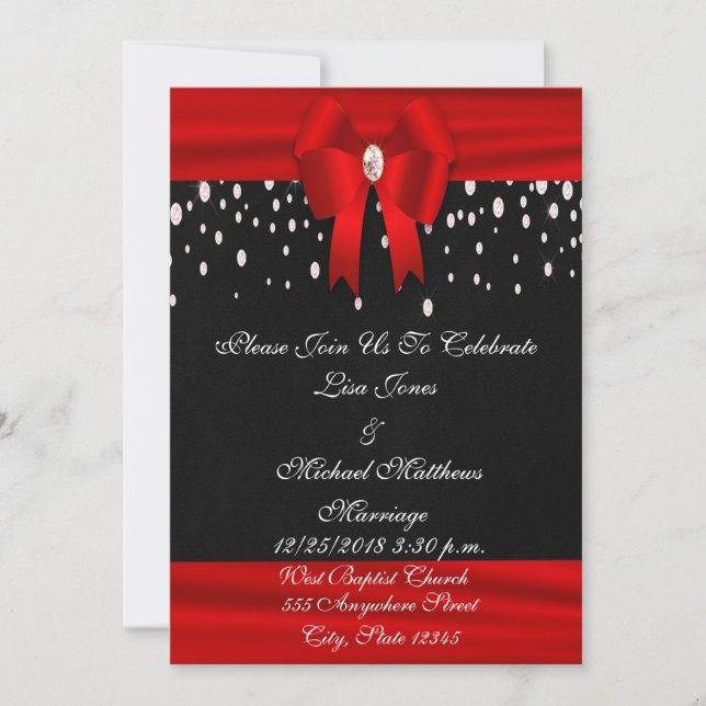 Convites Casamento Vermelho e Negro (Frente)