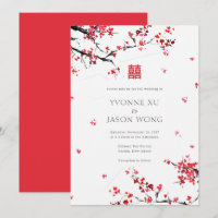 Casamento Vermelho Elegante Chinês de Dupla Felici