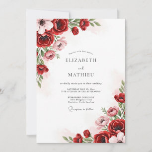Convites Casamento Vermelho Esplêndido de Primavera