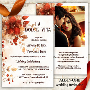 Convites Casamento Vermelho Italiano La Dolce Vita All-in-o