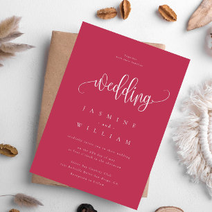 Convites Casamento Vermelho Magenta