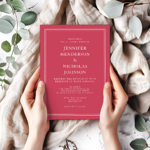 Convites Casamento Vermelho Magenta Formal Elegante