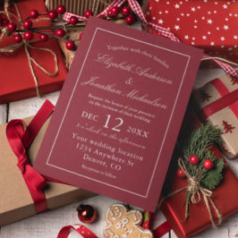 Convites Casamento Vermelho Minimalista Clássico