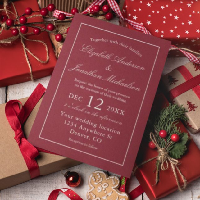 Convites Casamento Vermelho Minimalista Clássico (Criador carregado)