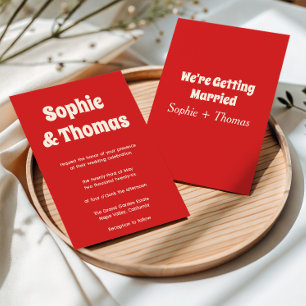 Convites Casamento Vermelho Minimalista Moderno Retrô