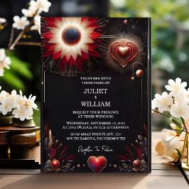 Convites Casamento Vermelho Negro Vermelho do Coração Branc