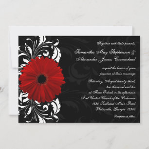 Convites Casamento vermelho, preto e branco de pergaminho G