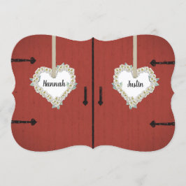 Convites Casamento vermelho rústico do celeiro e do país