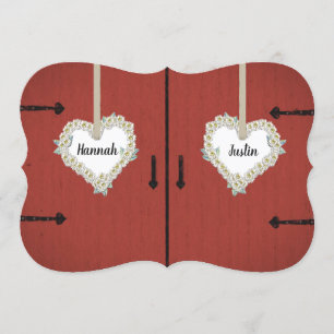 Convites Casamento vermelho rústico do celeiro e do país