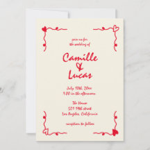 Casamento Vermelho Whimsical Retro Manuscrito