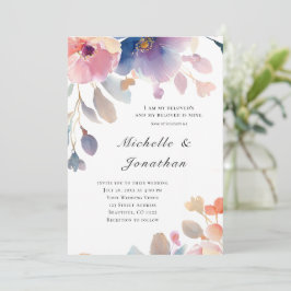 Convites Casamento Verso da Bíblia Cristã de Flor Rosa-Lava