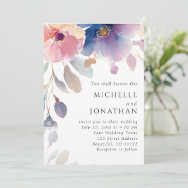 Convites Casamento Verso da Bíblia Cristã Floral de Lavanda