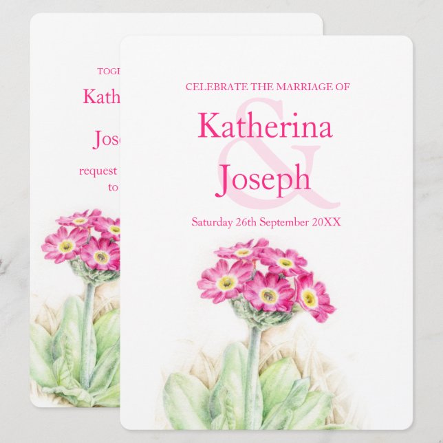 Convites Casamento vertical cor-de-rosa-d'água prirosa alpi (Frente/Verso)