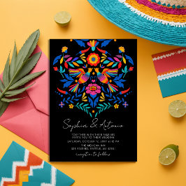 Convites Casamento Vibrante De Aves Mexicanas Otomi Floral 