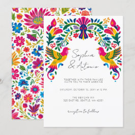 Convites Casamento Vibrante De Aves Mexicanas Otomi Floral 