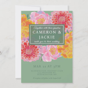 Convites Casamento Vibrante de Marigold e Zinnia