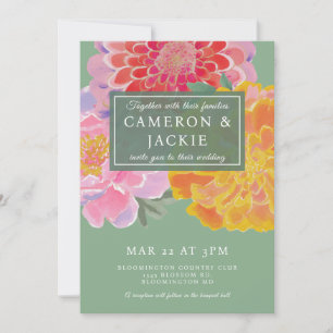 Convites Casamento Vibrante de Marigold e Zinnia