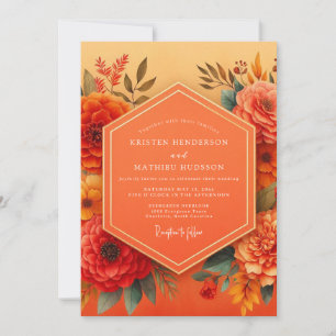 Convites Casamento Vibrante de Outono com Marigold