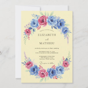 Convites Casamento Vibrante de Primavera Azul Centáurea