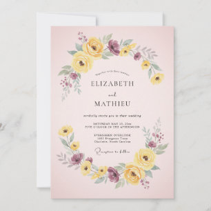 Convites Casamento Vibrante de Primavera com Rosa Corado