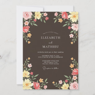 Convites Casamento Vibrante em Marrom Chocolate