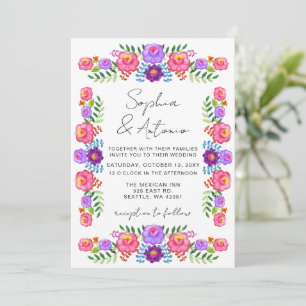 Convites Casamento Vibrante Floral Fiesta Mexicana