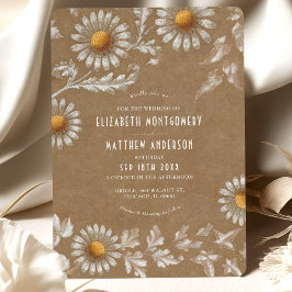 Convites Casamento Victorian White Daisy Filigree Kraft