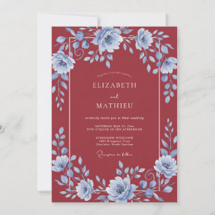 Convites Casamento Vinha Azul Carmesim