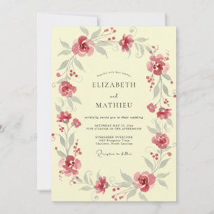 Convites Casamento Vinha Vermelha Empoeirada Creme