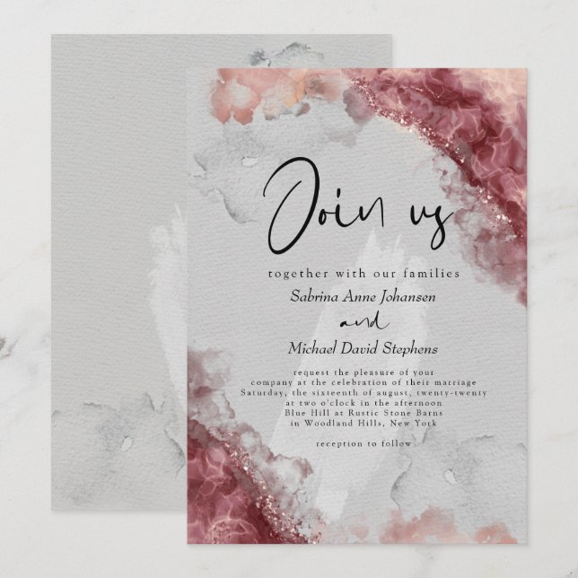 Convites CASAMENTO | Vinho Baga Roxo Tinta Álcool (Frente/Verso)