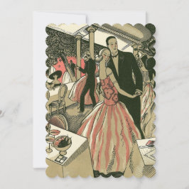 Convites Casamento Vintage Art Déco, Primeiro Dança dos Rec