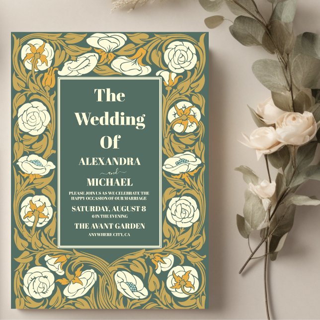Convites Casamento Vintage Art Nouveau (Criador carregado)