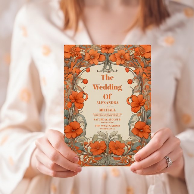 Convites Casamento Vintage Art Nouveau (Criador carregado)