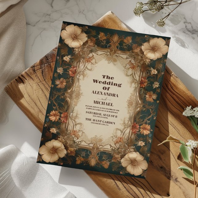 Convites Casamento Vintage Art Nouveau (Criador carregado)
