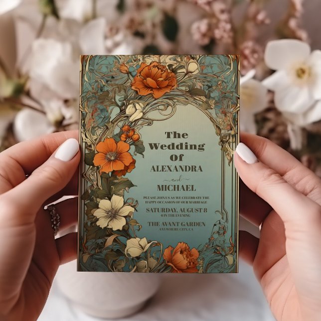 Convites Casamento Vintage Art Nouveau (Criador carregado)