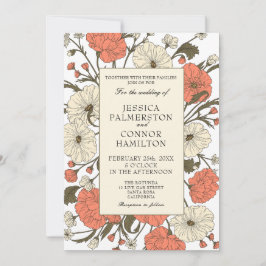 Convites Casamento vintage Art Nouveau Floral