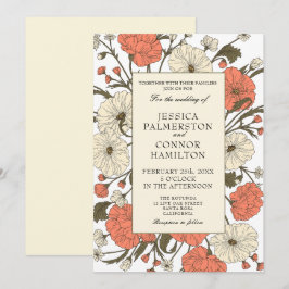 Convites Casamento vintage Art Nouveau Floral