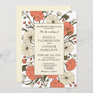 Convites Casamento vintage Art Nouveau Floral