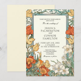 Convites Casamento vintage Art Nouveau Floral