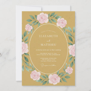 Convites Casamento Vintage Atraente Mostarda