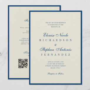 Convites Casamento Vintage Azul Marinho Tudo em Um Old Mone
