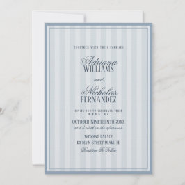 Convites Casamento Vintage Azul Old Money